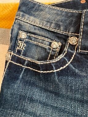 Miss Me Dark Blue Embroidered Waistband Jeans